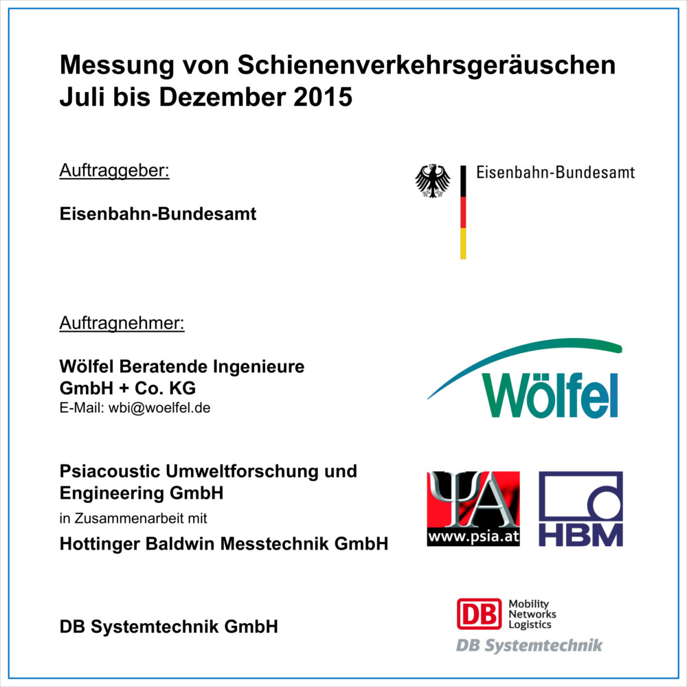 Messung von Schienenverkehrsgeräuschen Juli bis Dezember 2015